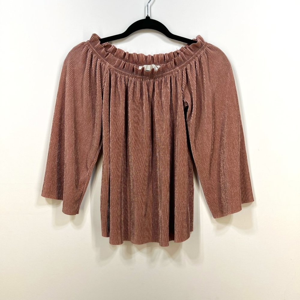 J.O.A. Los Angeles off-shoulder Pleated Ruffle Top, Size XS